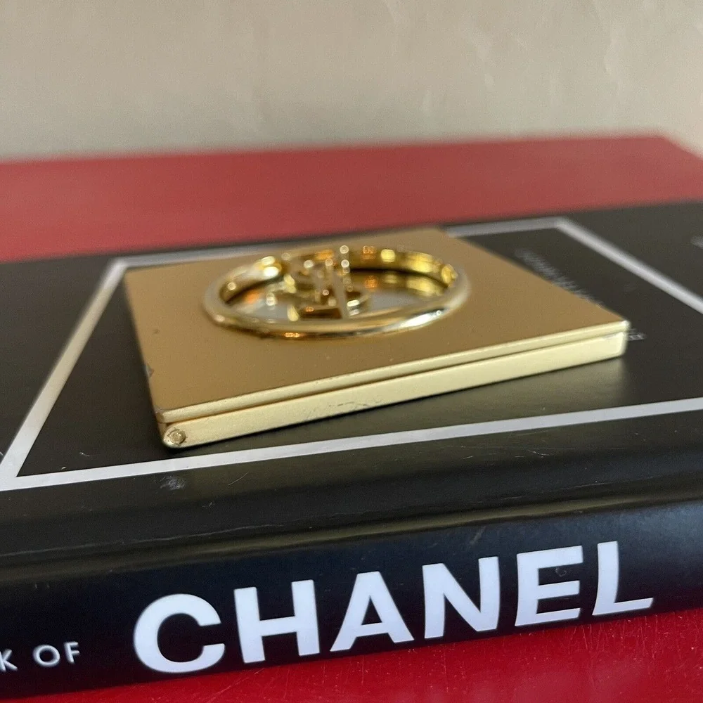 YVES SAINT LAURENT YSL VINTAGE GOLD PURSE MIRROR Metal‎ 1980's Compact